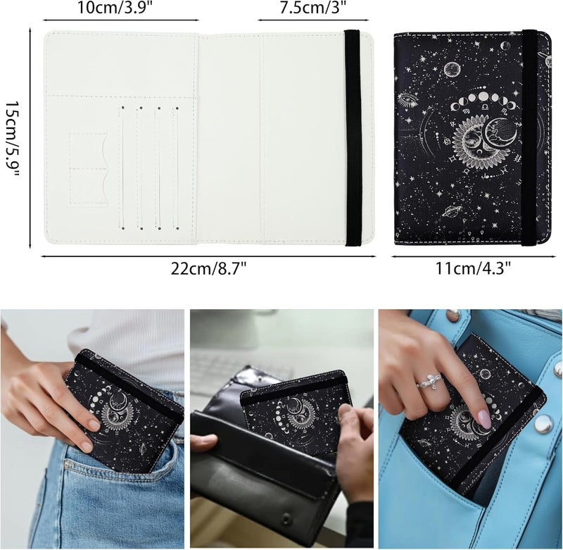 bassyil Passport Holder for Women and Men PU Leather Passport Cover for Travel (Sun Moon) - Image 4